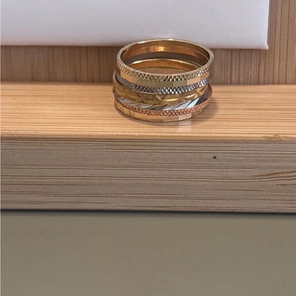 7 Rings Curated Stacking Set - Textured, Minimalist, Modern Rings, GP Sterling - Picture 6 of 7